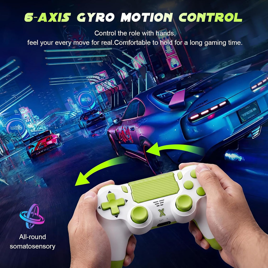 Puiseno Wireless Controller for PS-4, Gamepad with Dual Vibration/Hall Effect Joysticks/Six-axis Gyroscope Sensor/Touchpad, Built-in Speaker & Headphone Jack, Compatible with PS4/Slim/Pro Console/PC(Yellow)
