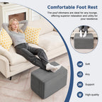 Rectangular Stuffed Pouf Ottoman Foot Rest, Corduroy Floor Pouf with Foam Chunk Filling, Multi-Functional Footstool Ottoman for Living Room, Hassocks and Ottomans for Couch, Chair, Dark Grey