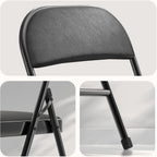Nazhura 4 Pack Folding Chairs with Padded Vinyl Cushion Chairs with Comfortable Cushion and Durable Steel Frame for Home and Office, for Indoor and Outdoor Events (Black, Vinyl)