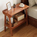 LITTLE TREE Solid Wood End Table, Small Wooden Side Table with Narrow 2-Tier Shelves, Slim End Tables for Small Spaces, Bedside Table for Bedroom,Living Room,Bathroom, Entryways (23.6" W x 11.8" D)