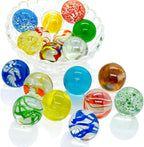 Taken All 18 Pcs 35mm Large Glass Marbles, 1.38 Inch Playing Glass Shooters Colorful Assorted Marbles for Classic Ring Game, Home Decoration, Vase Fillers - Ideal for Kids, Adults, Family, Party