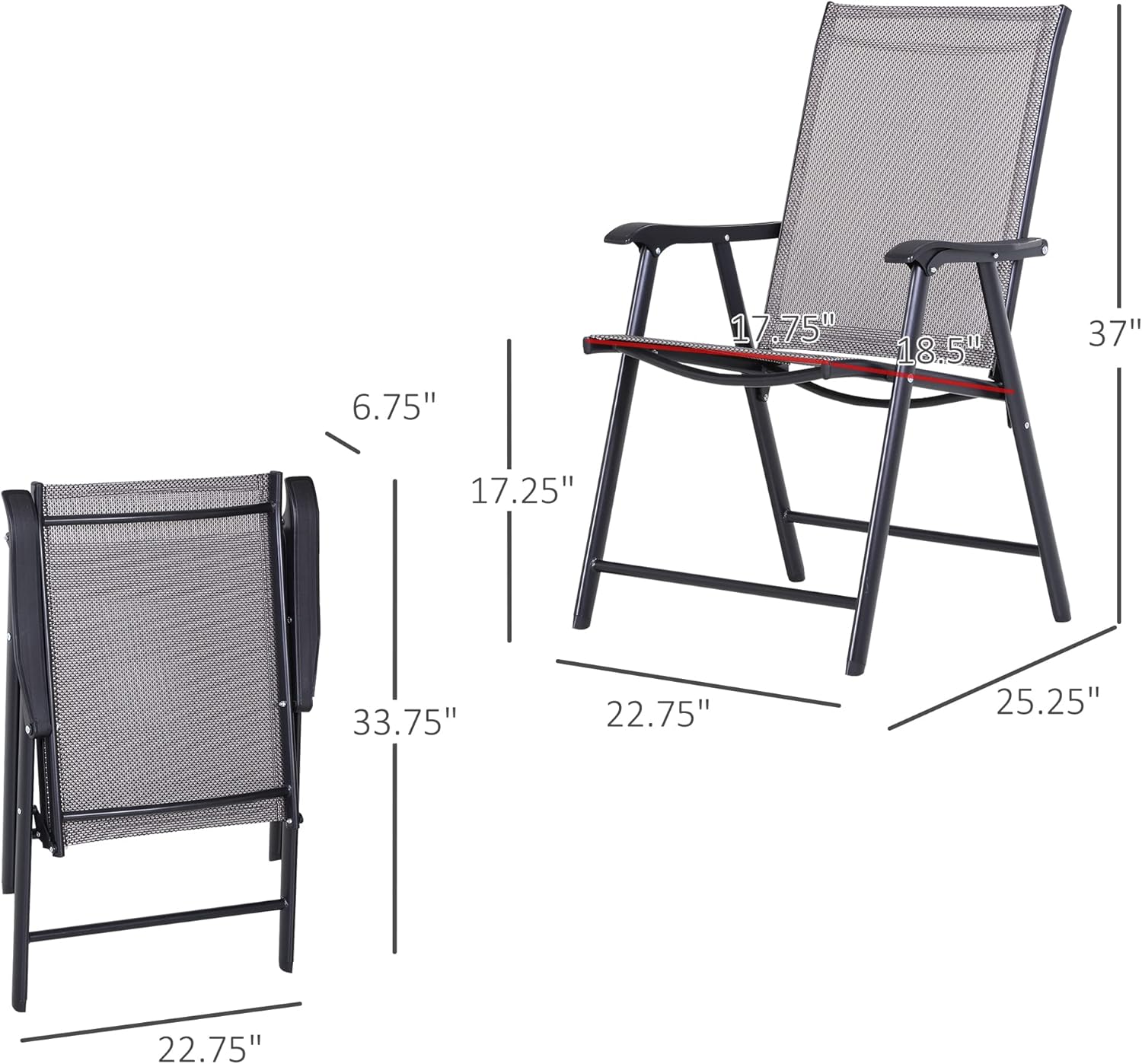 Outsunny Folding Outdoor Patio Chairs Set of 4 Stackable Portable for Deck, Garden, Camping and Travel