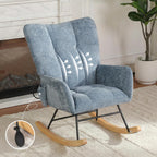 Rocking Chair with Airbag, Comfy Modern Reading & Nursing Nursery Rocking Chair Indoor, Cozy Upholstered Glider Rocker Chairs for Living Room Bedroom Offices, (Chenille, Blue)