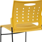 EMMA + OLIVER 881 lb. Capacity Yellow Sled Base Stack Chair with Air-Vent Back