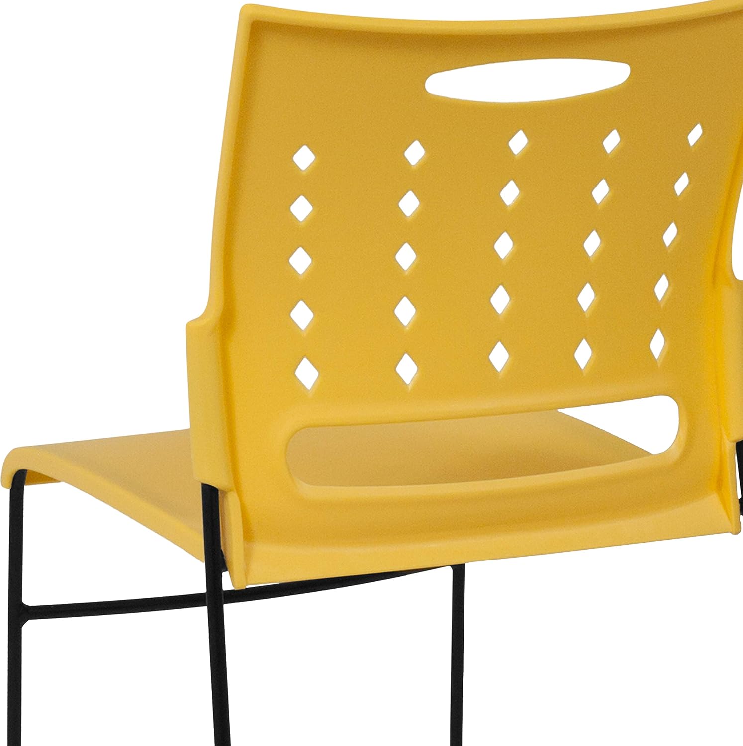 EMMA + OLIVER 881 lb. Capacity Yellow Sled Base Stack Chair with Air-Vent Back