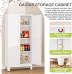GAIOUS Metal Pantry Cabinet, Kitchen Pantry Storage Cabinets with 2 Door and 3 Adjustable Shelves, White Kitchen Pantry Cabinet, Freestanding Cupboard for Dining Room Living Room Bathroom
