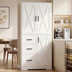 IRONCK Pantry Cabinet, 67.5 inch Tall Storage Cabinet with 3 Doors & Drawers, Farmhouse Kitchen Cabinet with Adjustable Shelves, 5 Tier Freestanding Cupboard for Kitchen