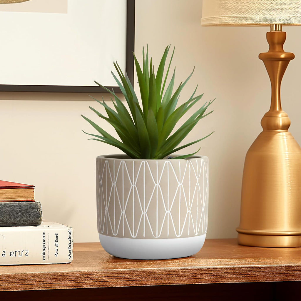 Kurrajong Farmhouse Artificial Plant in Pot - 8" high Small Faux Plant for Desk, Bathroom, Shelf & Coffee Table - Realistic Indoor Plant for Home Decor
