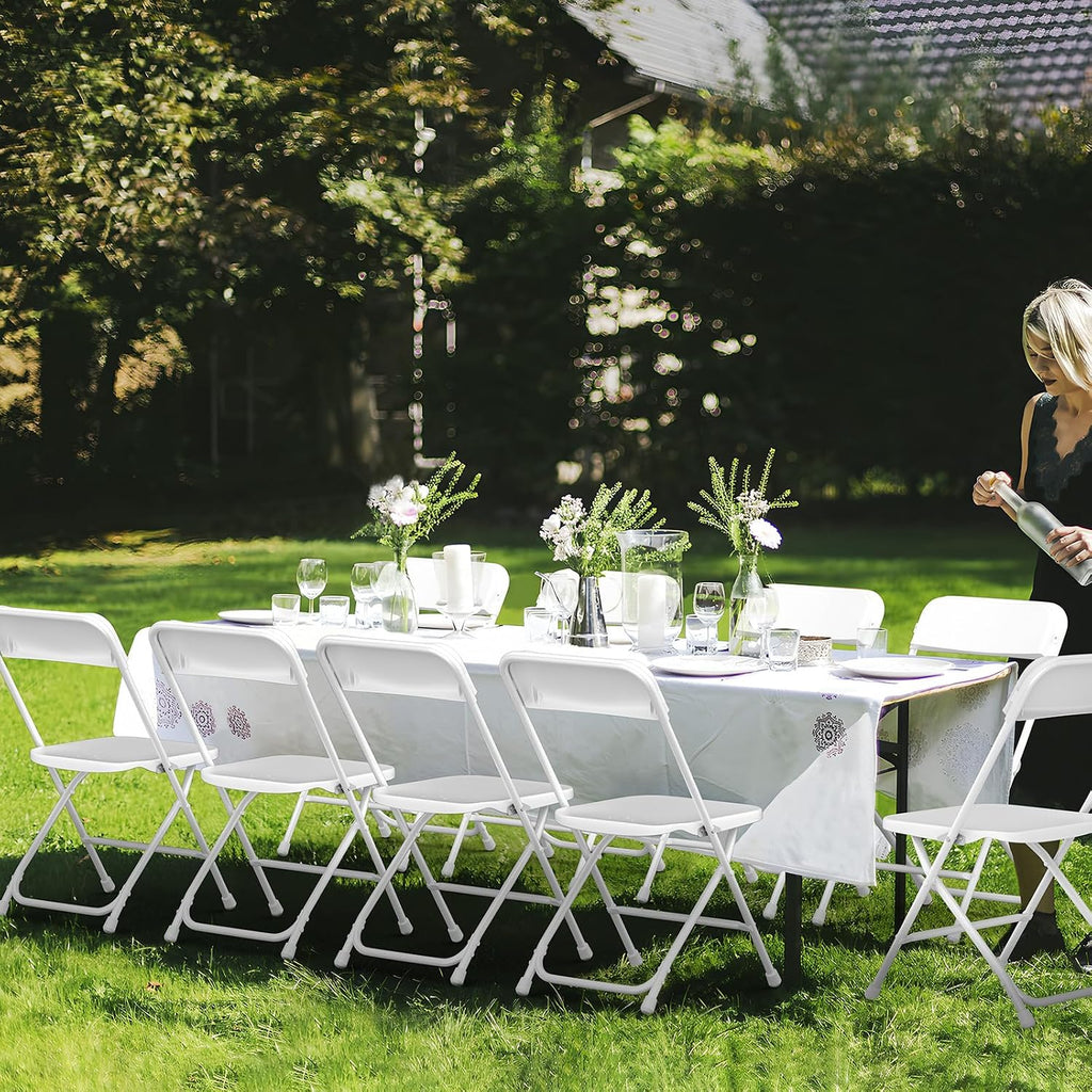 Folding Chair10 Pack,White Folding Chairs for Party Events Wedding Office Indoor Outdoor,Portable Plastic Stackable Commercial Seat with Steel Frame Capacity for 350lb