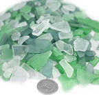 CYS EXCEL Sea Glass 24 Ounces Palm Green & Light Green & Clear Mix | Multiple Color Choices Crushed Glass Vase Filler | Aquarium Nautical Décor for Art Crafts Flat Frosted Dyed Color Stone