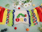 Caterpillar One High Chair Banner - Funny 1st Birthday Decorations,Hungry Caterpillar Colorful Ribbon Banner,First Fruit Birthday Highchair Garland,Colorful Cake Smash Party Photo Props