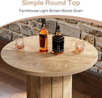 Tribesigns Round Bar Table, 39.4" H Wood Bistro Pub Table with Metal Ring Footrest for Dining Coffee Cocktail Living Room, Small Space, Light Brown (Only Table)