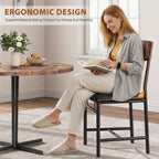 Jocoevol Industrial Dining Chairs Set of 6 - Upholstered Dining Room Chairs with PU Leather, Kitchen Chairs with Wooden Backrest and Thickened Metal Legs, for Dining Room, Living Room (6) (Brown)
