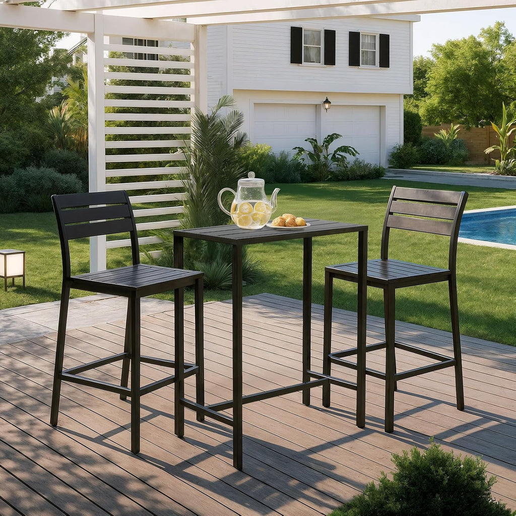 Outvita Outdoor Bar Table, Heavy Duty 40" Metal Table for Balcony Bistro | Waterproof Sturdy Frame Adjustable Foot for Hot Tub Patio Backyard Balcony Hallway Rectangle Black Heavy Duty Counter Height