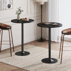 Flamaker Round Bistro Pub Table Modern Style Metal Base MDF Top Cocktail Bar Table Counter Bar Height for Pub, Dining Room, Party (2, Full Black)
