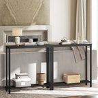 YATINEY Narrow Console Table, 2-Tier Small Sofa Table, 29.5" Thin Entryway Behind Couch Table with Shelves, Industrial Hallway Table, for Living Room, Foyer, Black CT03BB