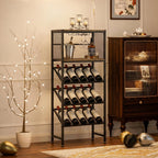 3-Tier Wine Rack Freestanding Floor with Glass & Storage Racks | Space-saving corner wine bar cabinet, sturdy build for kitchen, living room & home bar, stores wine bottles & bar accessories