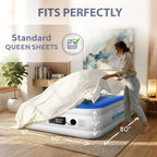 SoundAsleep Products Dream Series Luxury Air Mattress, ComfortCoil Technology, Built-in High Capacity Pump for Home, Camping- Double Height, Adjustable, Inflatable Blow Up, Portable (Queen Size)