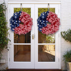 Patriotic Wreaths for Front Door, New 250th Anniversary Decorations, 4th of July Decorations Outdoor, Handcrafted Memorial Day Wreaths, Festival Celebration USA Flag Printed Wreath (D)