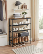 VASAGLE Shoe Rack for Entryway, 5-Tier Shoe Rack Organizer with Storage Shelves and Spacious Top, Freestanding, Adjustable, Industrial, Rustic Brown and Ink Black ULBS038B01