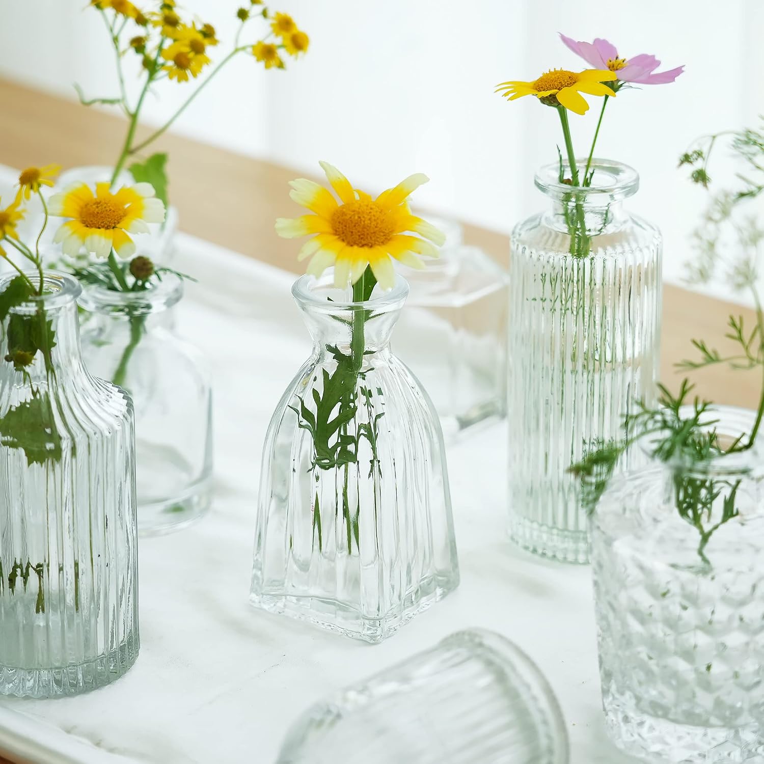 30 Pack Bud Vases, Clear Glass Small Vintage Vases for Wedding Decor | Clear glass bud vases for flowers, wedding centerpieces, rustic table decor, bridal shower, baby shower and home decoration