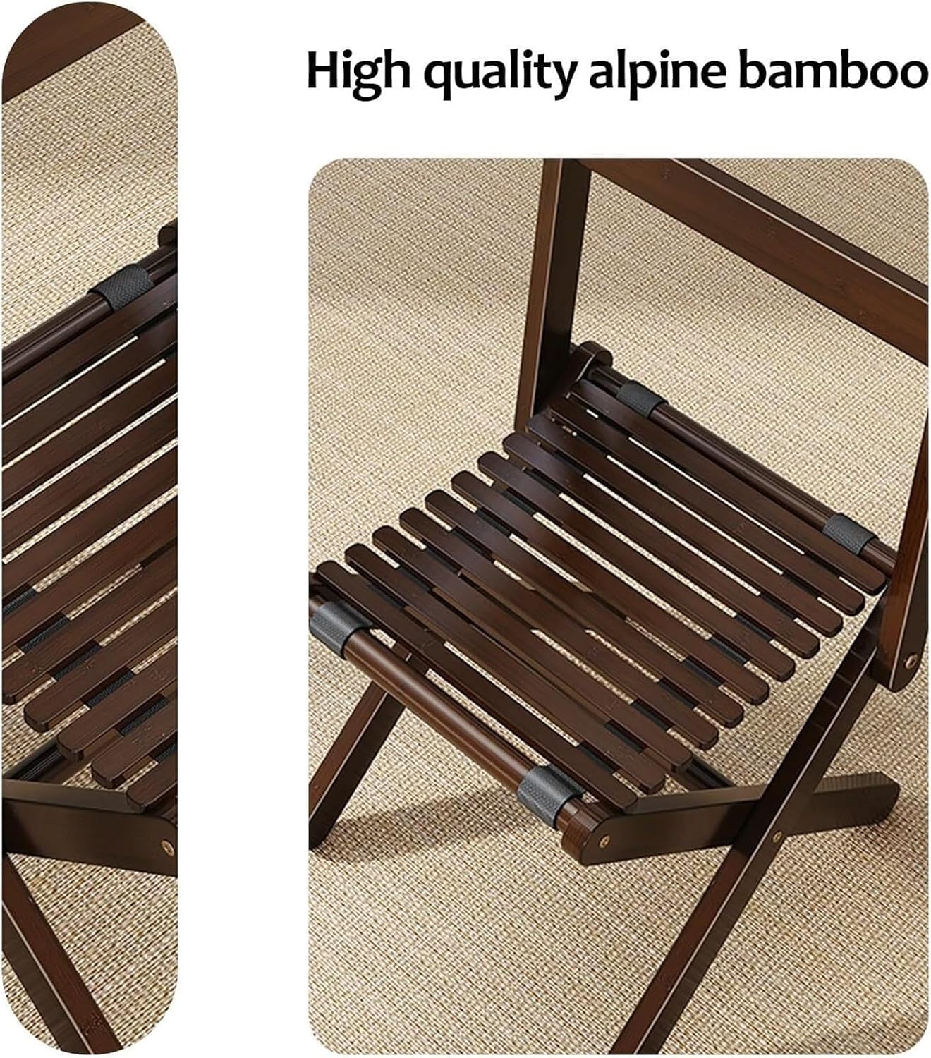 Folding Dining Chairs Set of 2 Foldable Bamboo Kitchen Chair Bamboo Frame Easy to Store for Apartment Small Space