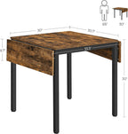 VASAGLE Extendable Dining Set, Dining Table with 2 Chairs, for Kitchen, 33.3-47.3 Inches Wide, Steel Frame, Rustic Brown and Ink Black LDC092B01V1-03