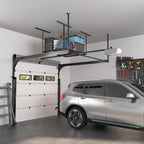 FLEXIMOUNTS 3x4 Overhead Garage Storage Rack, Adjustable Organization System, Heavy-Duty Metal Ceiling Racks, 275lbs Weight Capacity, Black, Classic Series