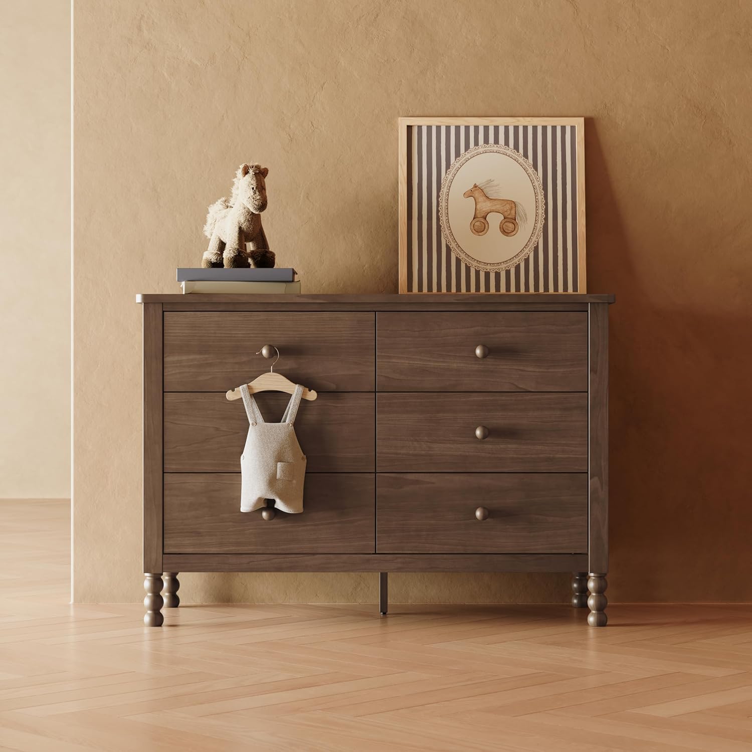 Storkcraft Rio 6 Drawer Dresser, Hazelnut | GREENGUARD Gold Certified, Wood Dresser for Kids Bedroom, Kids & Nursery Storage Chest, Safety Interlocking Drawers, Nursery