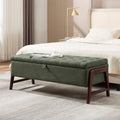 48" Ottoman with Storage,Storage Ottoman Bench with Hinge, Upholstered Entryway Bench with Seating for Bedroom, Living Room, Green