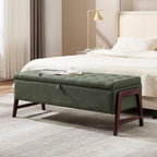 48" Ottoman with Storage,Storage Ottoman Bench with Hinge, Upholstered Entryway Bench with Seating for Bedroom, Living Room, Green