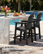 YEFU Tall Adirondack Chairs Set of 2: Oversize Balcony Adirondack Chairs Set - Outdoor Bar Height Barstools Widened Chair with Wood Grain - Weather Resistant for Deck Backyard Yard Poolside Pool