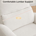 Power Swivel Rocker Recliner, Swivel Glider Nursery Electric Recliner Chair with Lumbar Support, Upholstered Rocking Recling Chairs for Adults Nursery, Living Room, Bedroom, Chenille White