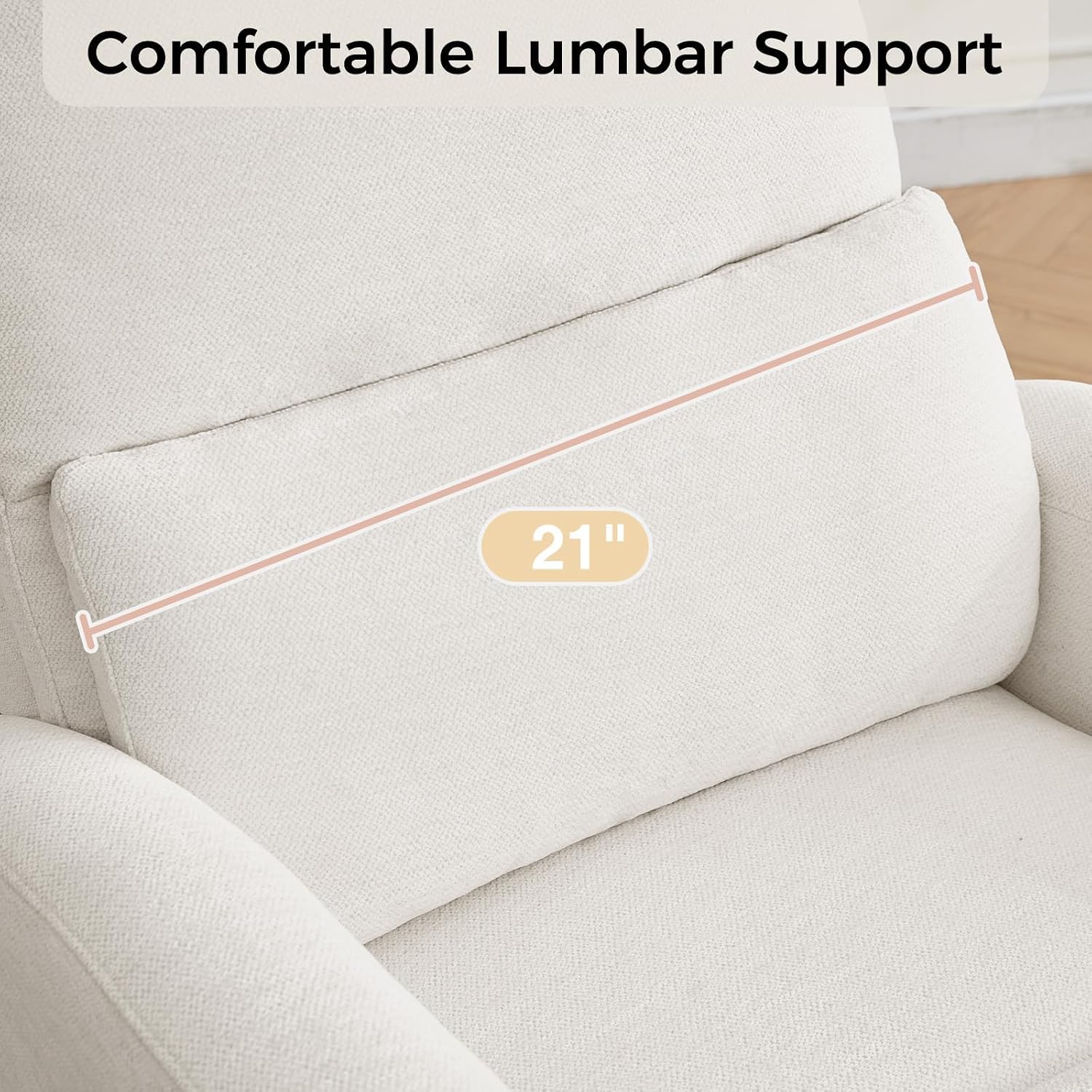 Power Swivel Rocker Recliner, Swivel Glider Nursery Electric Recliner Chair with Lumbar Support, Upholstered Rocking Recling Chairs for Adults Nursery, Living Room, Bedroom, Chenille White