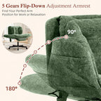 Criss Cross Office Chair with Foot Rest, 5 Gears Adjustable Armrests, Cross Legged Desk Chair with Flip Lumbar Pillow, Built-in Airbag, Wide Seat Chairs for Home Office Makeup Meditation, Light Green