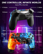 Puiseno Wireless Controller for PS-4, Dual Vibration Game Joystick/Motion Sensing/Touchpad/Speaker/3.5mm Audio Jack Headphone, Upgraded Six-Axis Sensor, Compatible with PS4/Slim/Pro Console/PC (Ice Blue)