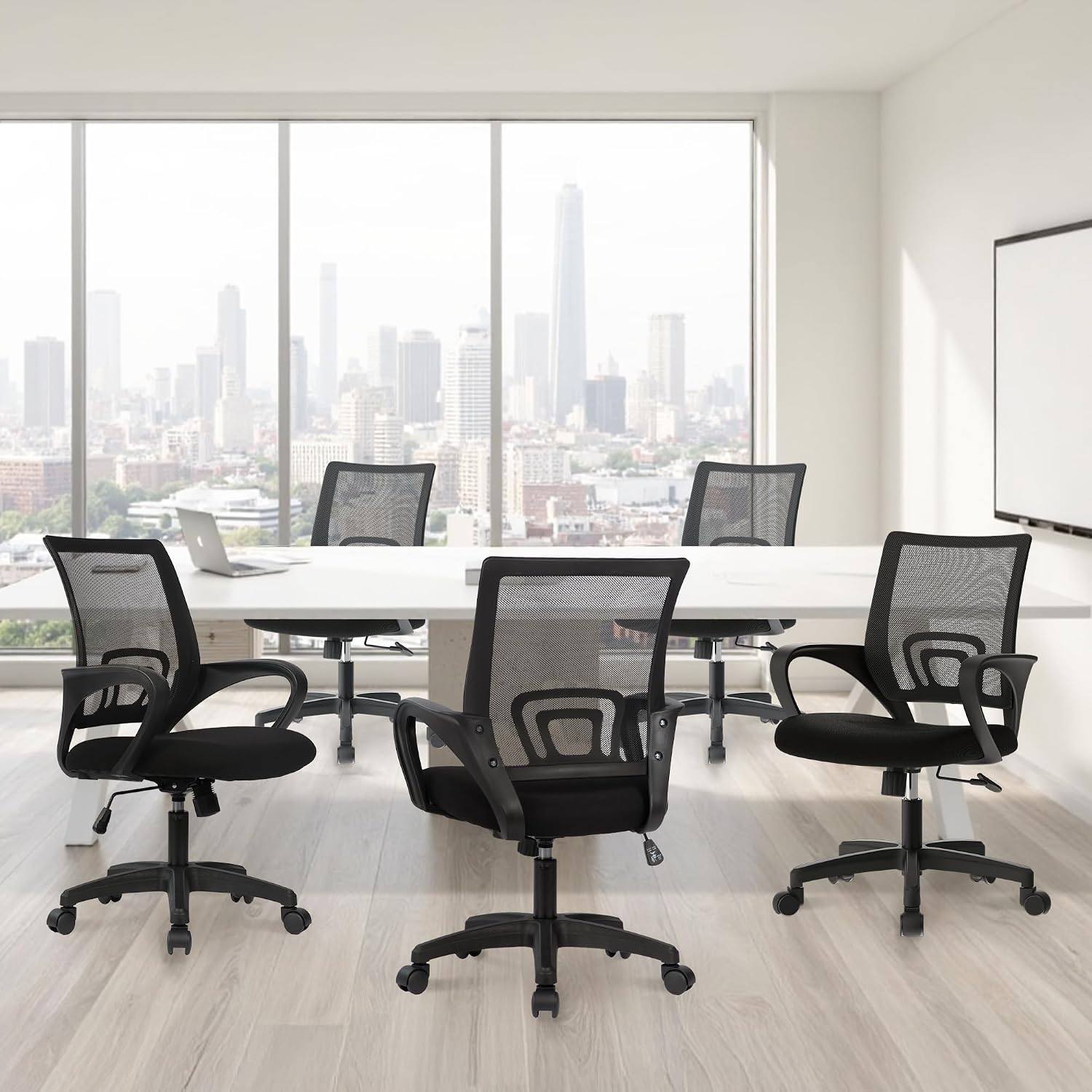 ETONEX Office Chair with Ergonomic Mid Back Cushion Lumbar Support Adjustable Swivel Rolling Computer Gaming Desk Chair Comfy Mesh Seat Wheels Home Executive Use (1, All Black)