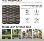 Joyside Outdoor Ottoman Set of 2, Patio Large Ottoman Foot Rest with Thickened Cushions, Outdoor Wicker Foot Stool for Porch, Deck Use