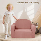Airpanda Comfy Kids Chair and Couch, 2-in-1 Convertible Kids Sofa, Soft Fold-Out Design, Removable Washable Cover,Pink