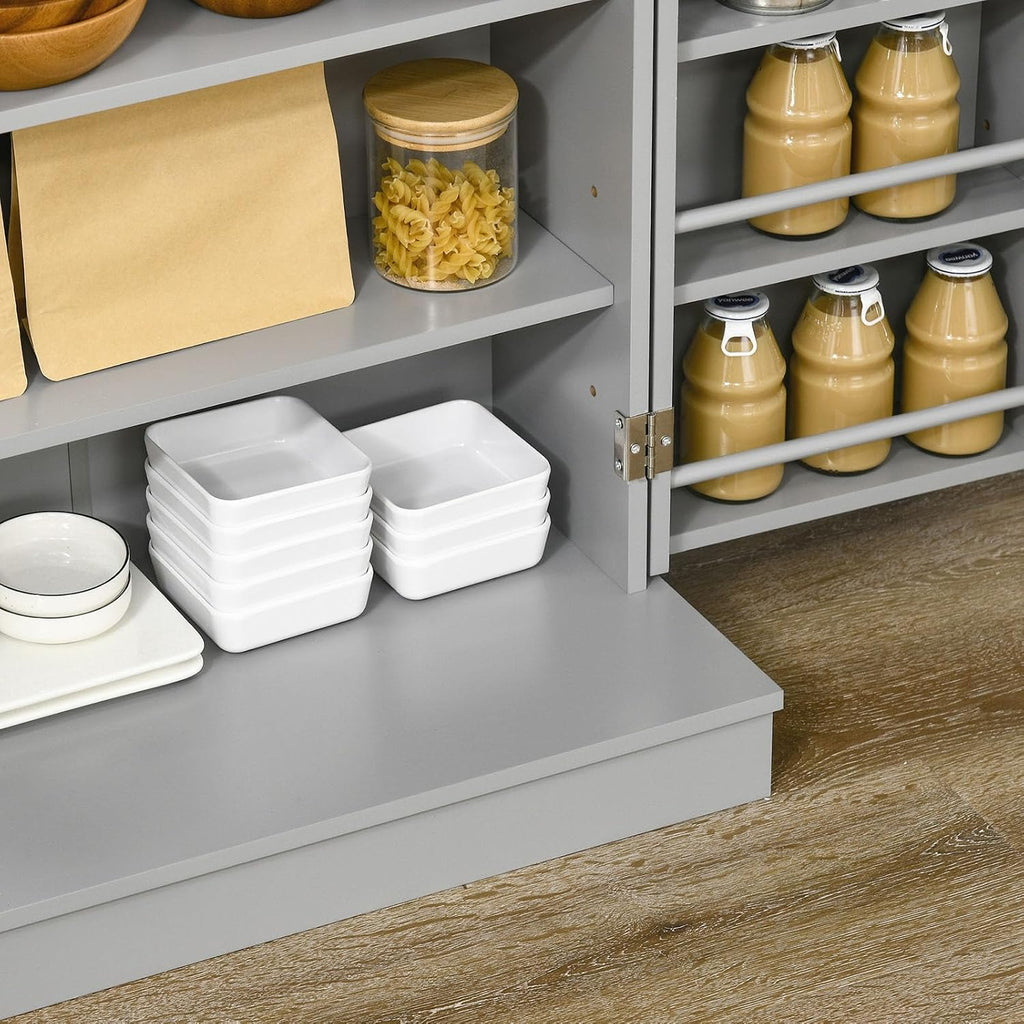 41" Kitchen Pantry Storage Cabinet, Freestanding Kitchen Cabinet with 12 Door Shelves, Double Doors, 5-Tier Shelving and Adjustable Shelves