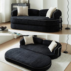78" Convertible Sofa Couch Bed, 4-in-1 Modular Foldable Sleeper Couch No Assembly - Corduroy Futon Memory Foam Couch with Washable Covers & 2 Pillows, Compressed Boneless Couch for Living Room, Black
