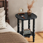 Uniclinens Solid Wood End Side Table - Small Wooden Nightstand for Living Room Bedroom, Black
