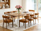 RNKSFX Modern Dining Chairs Set of 4, Faux Leather Upholstered Kitchen & Dining Room Chairs, Mid Century Modern Wooden Dining Chairs Oversized Sturdy Rounded Chairs Curved Back, Brown