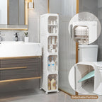 LXLXXL Narrow Storage Cabinet Slim Bathroom Storage Cabinet with Movable Wheels Tall Bathroom Organizer Skinny Cabinet for Small Spaces，2-Tier White
