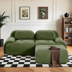 SoarFlash 81” Sectional Cloud Boneless Sofa Couches for Living Room-2 Seater L-Shaped Modern Lounge Couch-No Assembly Modular Corduroy Convertible Sponge Sleeper Sofas with Chaise for Home House,Green