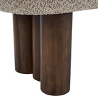 Christopher Knight Home Damas Boucle Upholstered Dining Bench, Wooden Entryway Bench, Long Sofa Footstool for Living Room, Bedroom End of Bed Bench, Khaki+Walnut
