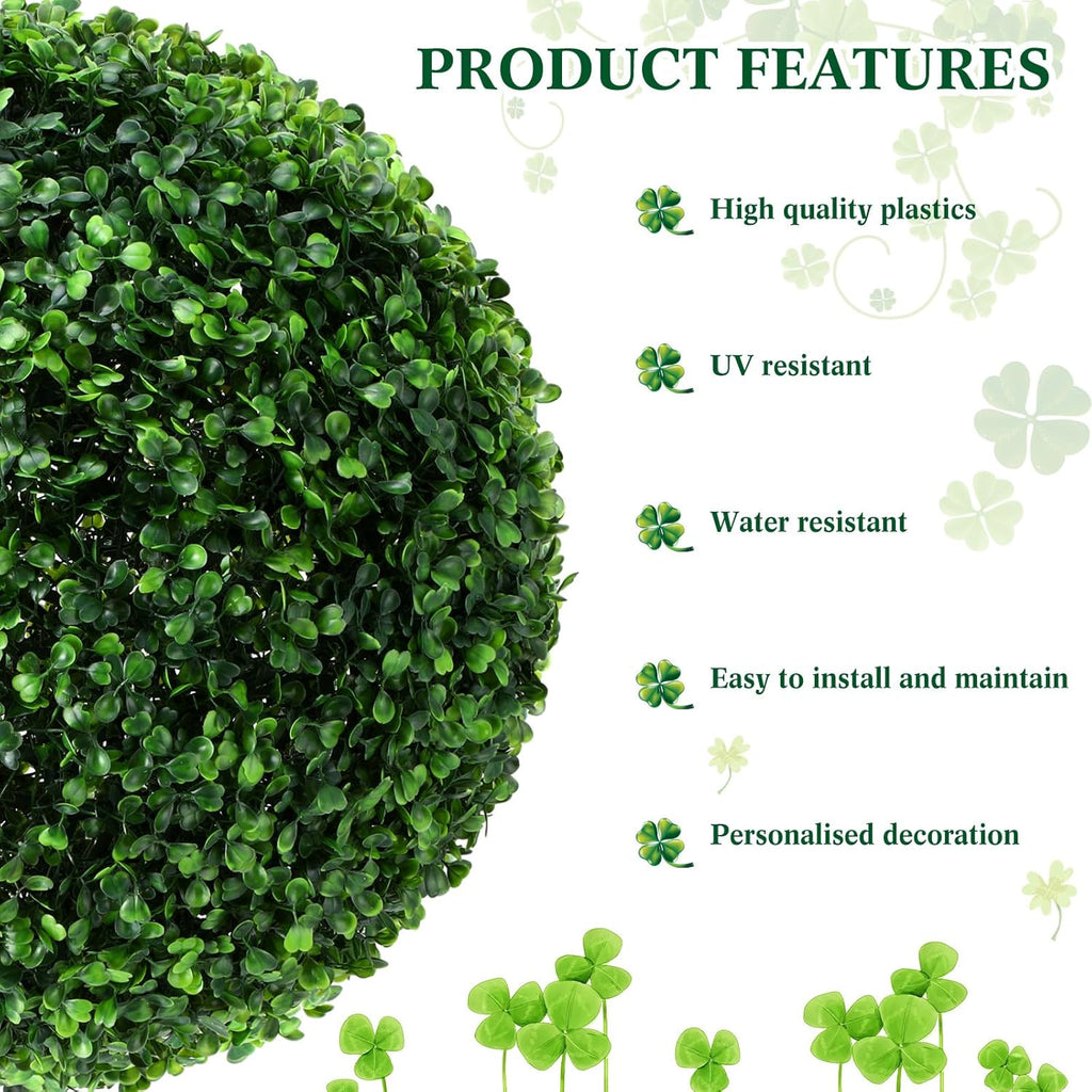 Hotop 2 Pcs 9 Inch Artificial Plant Topiary Ball 4 Layers Garden Spheres Boxwood Balls Artificial Topiaries Spheres Decorative Plants for Backyard, Balcony, Garden, Indoor Outdoor Decor(Green)