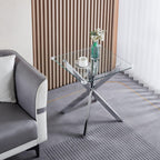 3 Pieces Living Room Table Set, 47" Glass Coffee Table and 2 End Table, Glass Coffee Table Set with Tempered Glass Tabletop and Metal Legs, for Living Room, Leisure, Apartment