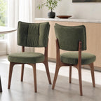 YOUNIKE Wood Frame Green Dining Chair, Chenille Fabric, Single Pack | Modern Ergonomic Upholstered Kitchen & Dining Room Chairs, Double-Layer Backrest, Comfy Soft Cushion, Easy to Assembly