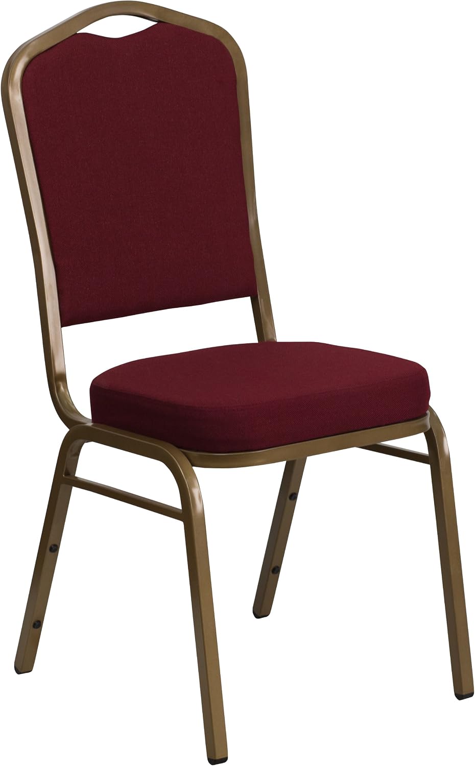 BizChair Crown Back Stacking Banquet Chair in Burgundy Fabric - Gold Frame